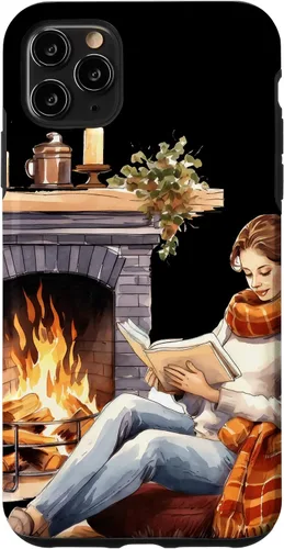 Vista 13 de iPhone 16 Book Reading In Fireplace Reader Bookworm Girls Women Case