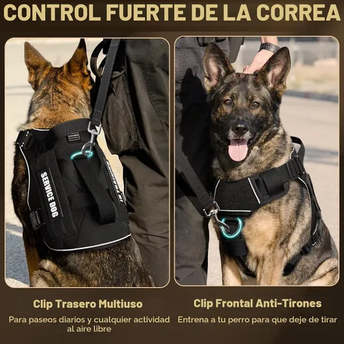 Vista 3 de WINSEE - Chaleco para perro Molle con hebilla de metal, 2 unidades, con 10 parches para mascotas Tactical Dog Harness for Medium Dog, No-pull