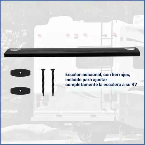 Vista 5 de RecPro - Escalera trasera universal para autocaravana (92 pulgadas), color Negro