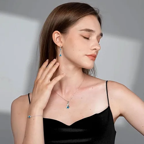 Vista 7 de Infinity Birthstone Necklace for Women Birthday Jewelry Gifts 11 - Topacio azul de Londres creado