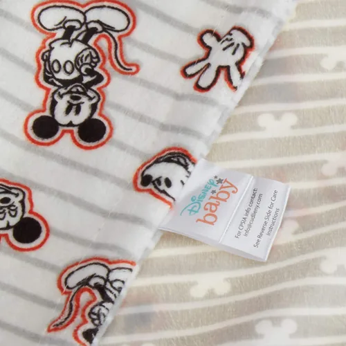 Vista 3 de Cudlie Disney Baby Boy Mickey Mouse - Manta reversible de visón de doble cara y gorra de Micky gris con orejas