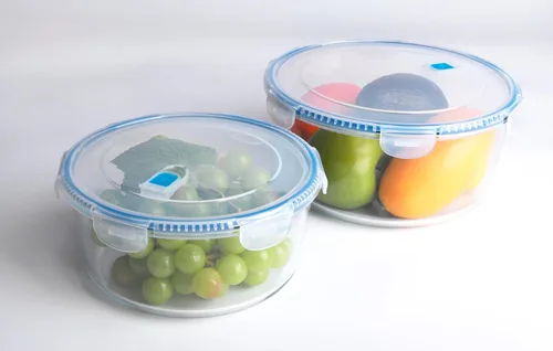 Vista 6 de Recipientes de vidrio de borosilicato templado grandes para almacenamiento de alimentos con tapas libres de BPA, [paquete de 2] Recipientes
