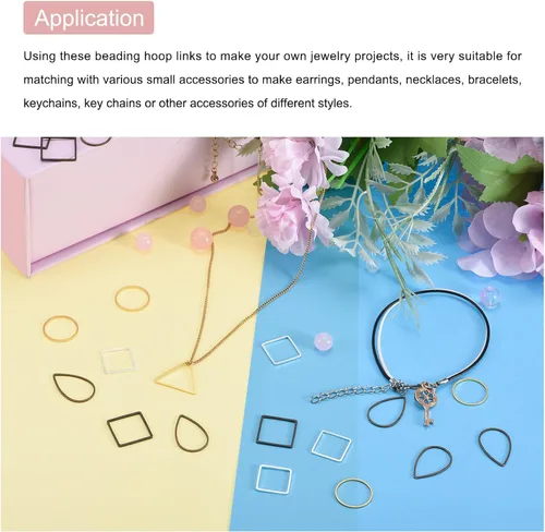 Vista 5 de MECCANIXITY Aretes redondos con cuentas, anillos de eslabones circulares para hacer joyas