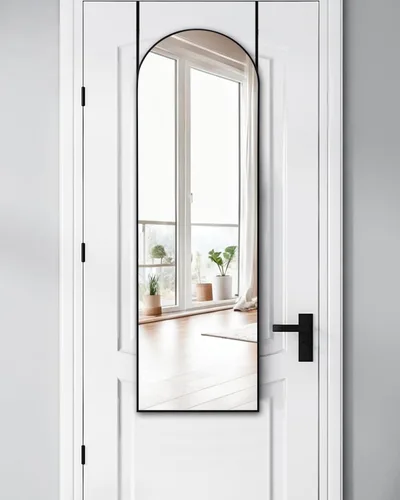 Vista 2 de DYNWELL Espejo de longitud completa sobre la puerta, espejo de baño y dormitorio de 48 x 14 pulgadas (negro)