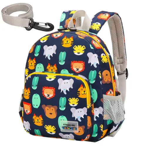 Vista 11 de willikiva Mochila de dinosaurio 3D para niños y niñas, mochila impermeable con arnés de seguridad preescolar (azul oscuro)