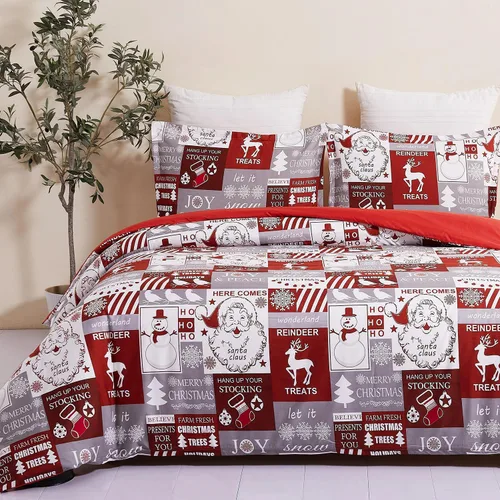 Vista 8 de Vaulia Funda de edredón de Navidad Twin, colección de ropa de cama de microfibra navideña con patrón de árbol a cuadros de Navidad, incluye 1 funda