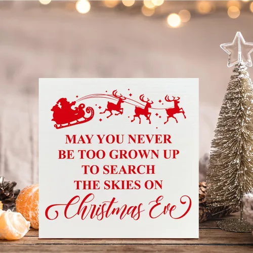 Vista 3 de Letrero de madera para mesa de trineo de Papá Noel - Los cielos en Nochebuena