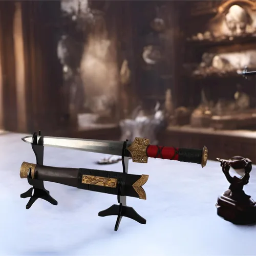 Vista 7 de WANLIAN Soporte Katana para cuchillos Samurái, soporte de acrílico horizontal para exhibir espada Katana Samurai (negro)