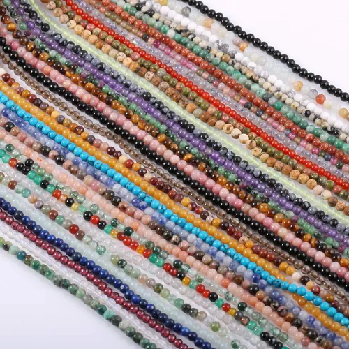 Vista 3 de Cuentas redondas de amatista natural para hacer joyas, pulseras, collares (0.079 pulgadas), 2 hebras