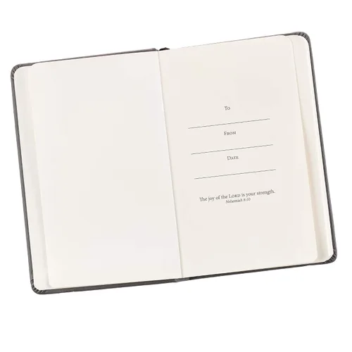 Vista 3 de Be Strong Mini Hardcover Pocket Size LuxLeather Notebook with Elastic Closure in Gray - Joshua 1:9, 3.7" wide x 5.7" high Leather Bound – 27