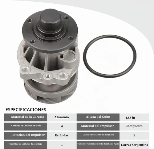 Vista 2 de 01020 Bomba de Agua Profesional para Motor BMW 'M50/M52/M54' [L6 2.0-3.2L], 1991-2005 E34 E39 E53 530/528/525, 1992-2006 E36 E46