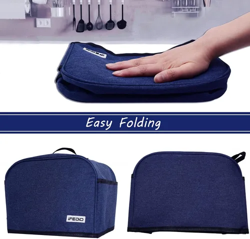 Vista 4 de Funda para tostadora de 2 rebanadas, funda para tostadora de electrodomésticos pequeños con bolsillos para cocina, lavable y protección contra