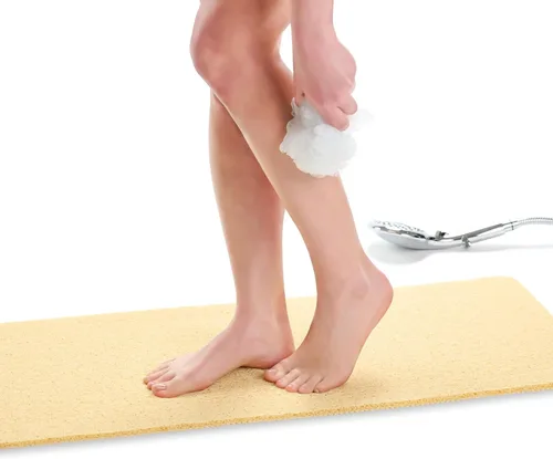 Vista 122 de Enkosi Alfombra de ducha antideslizante Loofah para suelos de ducha, bañera, baños, zonas húmedas, alfombrilla de baño acolchada con agujeros
