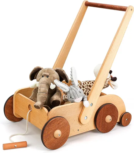 Vista 9 de Andador de madera Woodtoe para bebé, andador de empuje de velocidad ajustable, andador Montessori para niños y niñas, centro de actividades