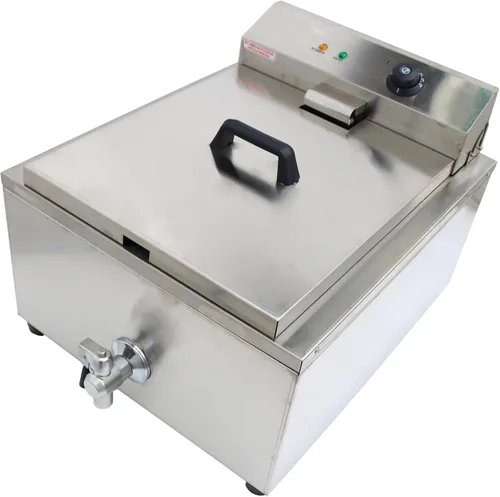 Vista 7 de Freidora comercial de acero inoxidable con 2 moldes de anillo para pasteles, donas, pollo frito, papas fritas
