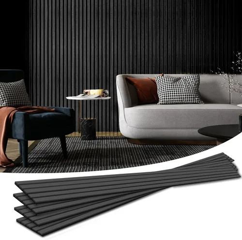 Vista 13 de Art3d Paquete de 2 paneles acústicos de listones de madera de 104" x 15.75" para pared y techo, paneles modernos estriados de absorción de sonido