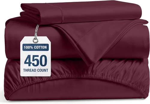 Vista 25 de LANE LINEN Sábanas de cama individual – 450TC algodón peinado de fibra larga de alta calidad, color blanco Soft & Breathable Twin Sheet &