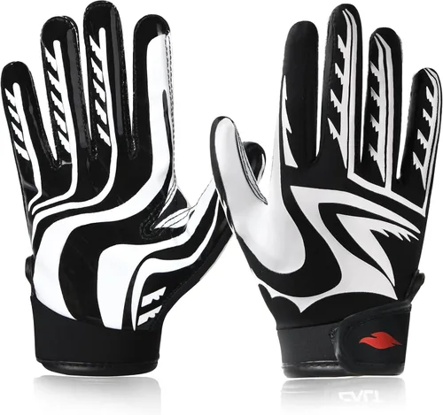 Vista 11 de Guantes de fútbol para niños, guantes de receptor ancho de silicona con agarre mejorado para jóvenes