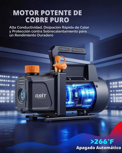 Vista 5 de Orion Motor Tech - Bomba de vacío y juego de medidores de AC, bomba de vacío de 1/3 hp, kit de manómetro de 4 cfm con detector de fugas, 4 mangueras