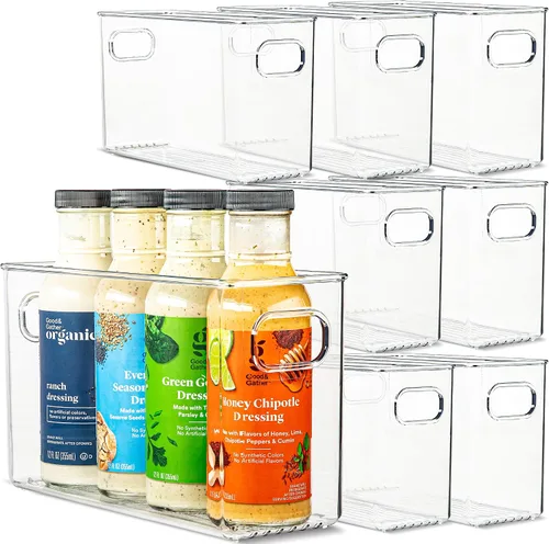 Vista 14 de Contenedor de plástico transparente para almacenamiento de alimentos con asas para organizar cocina, despensa, refrigerador, congelador, despensa