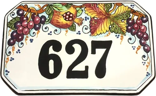Vista 7 de CERAMICHE D'ARTE PARRINI - Azulejo de cerámica italiana de cerámica personalizada Número de casa placas cívicas decoradas frutas pintadas a mano