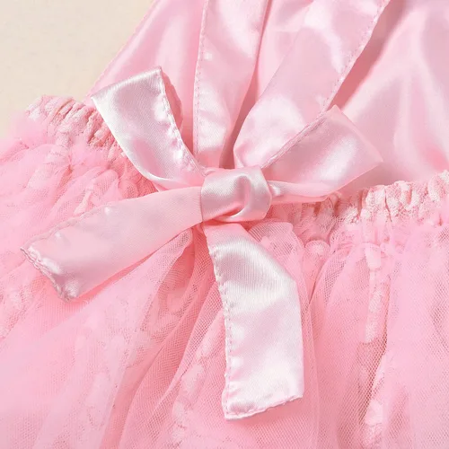 Vista 4 de AWIBMK Conjunto de 2 piezas de 2 piezas para bebé niña de primer cumpleaños con encaje y tutú de princesa, diadema para sesión de fotos