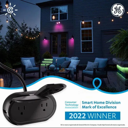 Vista 11 de [Usado] GE Cync - Enchufe inteligente, enchufe Bluetooth para exteriores y Wi-Fi, enchufe resistente a la intemperie, funciona con Alexa y Google