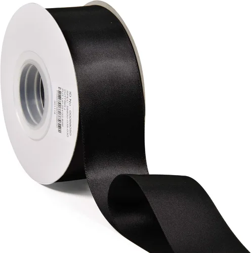 Vista 2 de YAMA Cinta de satén de doble cara, 1 1/2 pulgadas, 25 yardas para envolver regalos, color negro