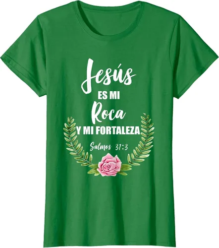 Vista 29 de Jesus ES Mi Roca - Camiseta con versículo bíblico cristiano español Salmos Asphalt Grey