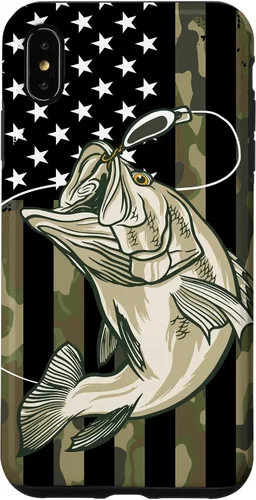 Vista 11 de Funda de camuflaje para iPhone 16, diseño de bandera estadounidense, pescador, pescador, camuflaje