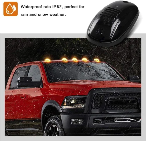 Vista 2 de NPAUTO 5 luces LED ámbar ahumadas de cabina de repuesto para Dodge Ram 2003-2018 1500 2500 3500 4500 5500 luces de techo con arnés de cableado 9