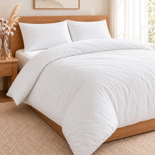 Vista 89 de ARlinen Juego de funda de edredón de tamaño individual, 100% algodón egipcio, juego de ropa de cama de 3 piezas con cierre de cremallera, incluye 1