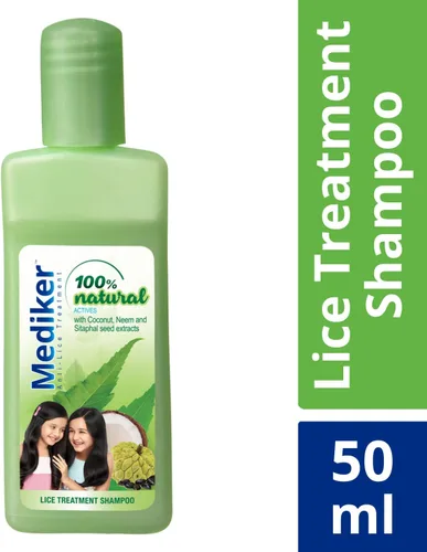 Vista 2 de Mediker Champú de tratamiento antipiojos con neem y coco para piojos y huevos Alivia la picazón de picaduras de piojos y previene la reinfestación