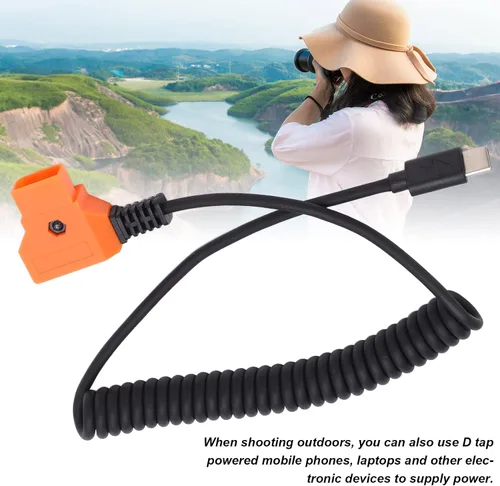 Vista 2 de USB C a D Tap, dispositivo USB C para tableta de teléfono móvil a D Tap Power Flexible Spring Cable adaptador conector para V montaje videocámara