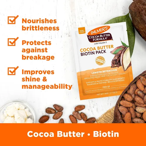 Vista 3 de Palmer's - Manteca de cacao y biotina con retención de longitud para el crecimiento del cabello (2.1 onzas) Intense Strengthening Hair Treatment
