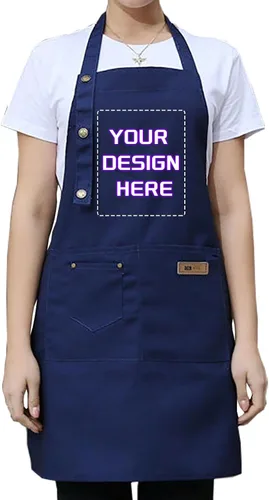 Vista 17 de BeautyWill Delantal personalizado personalizado para hombres y mujeres, delantal de cocina personalizado con bolsillos, nombre, texto, logotipo
