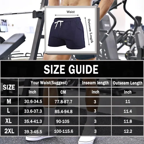 Vista 7 de GYMAPE Pantalones cortos casuales de entrenamiento de fisicoculturismo para hombre, con bolsillos, entrepierna de 3 pulgadas, dobladillo sin