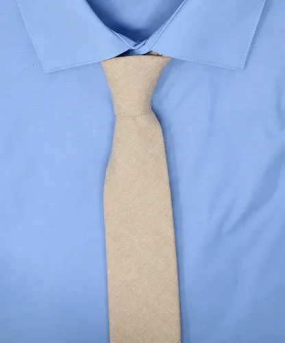 Vista 53 de Corbata delgada de algodón cambray para hombre, estilo desgastado texturizado - 2 1/2 pulgadas de ancho