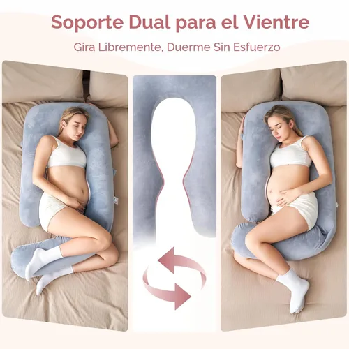 Vista 5 de Momcozy Almohada de embarazo para dormir - Dreamlign U Pro Almohada de Gris