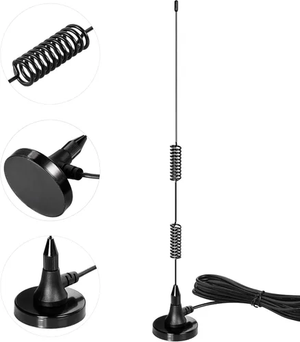 Vista 7 de Bingfu Doble banda VHF UHF 136-174MHz 400-470MHz Handheld Two Way Ham Radio Antena de base magnética SMA Antena macho para Walkie Talkie Icom Yaesu