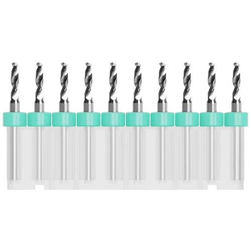 Vista 17 de Juego de 10 brocas para PCB, vástago de 1/8 "0.01 in Micro Twist Bit Carburo de flauta espiral para placa de circuito de impresión Piedra Dremel