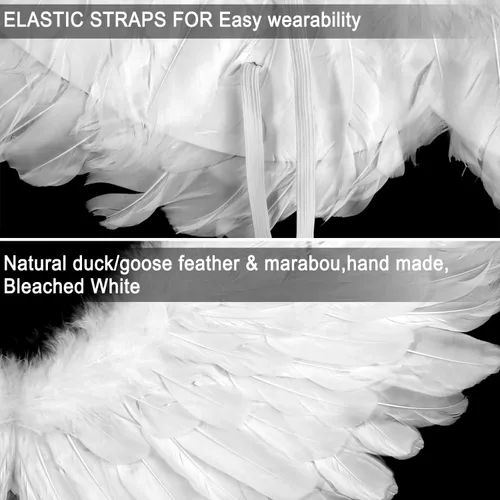 Vista 4 de DVGUN Angel Wings and Halo White Angel Wings for Kids for Children Feather Angel Wing for Women