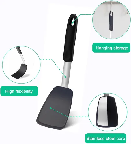 Vista 6 de Pequeña espátula de silicona Turner, herramienta de cocina resistente al