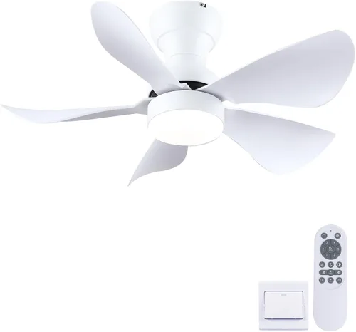 Vista 21 de Kviflon Ventiladores de techo de 46 pulgadas modernos con luces, ventilador de techo de montaje empotrado con control remoto/APP, 3 aspas curvas