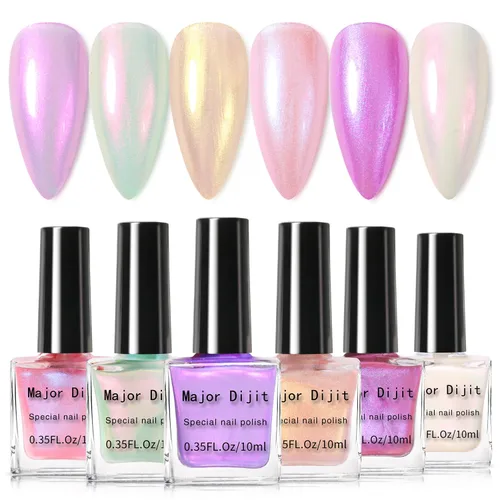 Vista 8 de DouborQ Juego de esmaltes de uñas de 6 colores, paquete de esmalte de uñas brillante para uñas, regalos para mujeres, barniz de arte de uñas