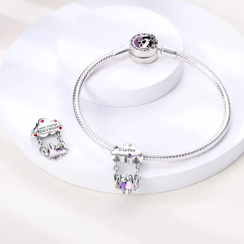 Vista 2 de Hapour Abalorios de plata de ley 925 aptos para pulseras de dije, dije de corazón de sol para mascotas, pulsera y collar, cuentas de joyería