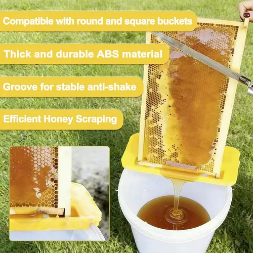 Vista 5 de HIMO Soporte para tanque de destapado de miel, herramienta raspadora de panal de apicultura, soporte de marco de panal amarillo, compatible