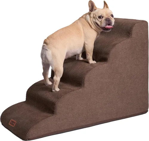 Vista 10 de EHEYCIGA Rampa curvada para escaleras para perros, camas altas de 4