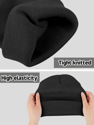 Vista 5 de KUTTOR Paquete de 4 gorros de punto con calavera para adultos, sombreros cálidos de invierno para adultos, gorro de esquí de punto acogedor, gorro