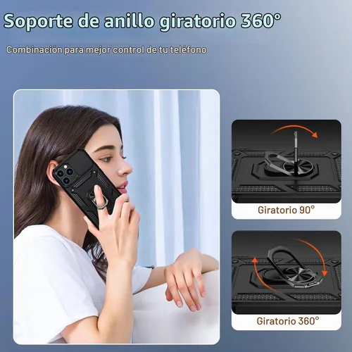 Vista 6 de Funda para iPhone 11 Pro con cubierta para lente de cámara, protector de pantalla HD, protección contra caídas de grado militar de 10 pies, soporte